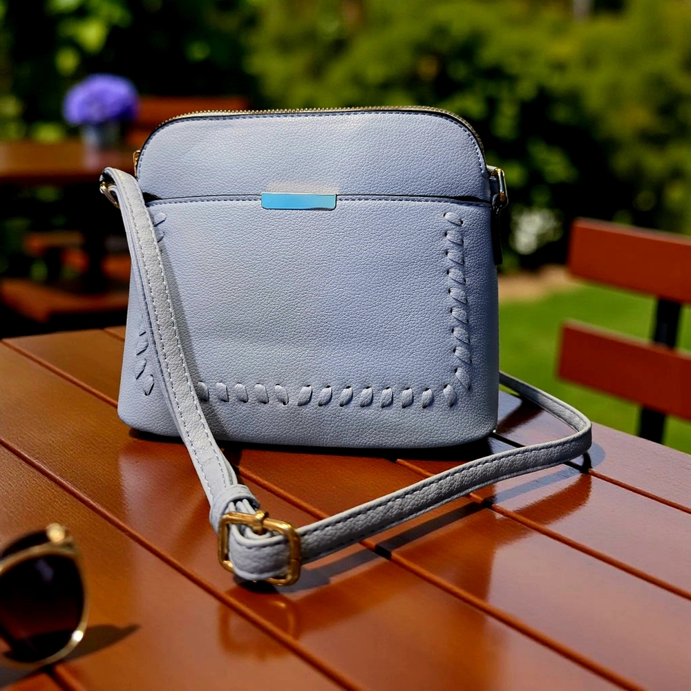 SALE! Soft Blue Mid-Sized Vegan Leather Crossbody Handbag